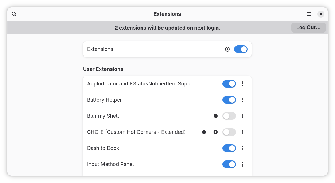 Enable GNOME extensions